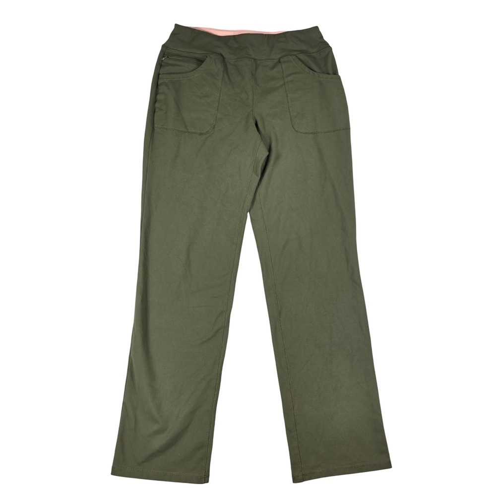 Lands End Active Straight Leg Pants Olive Green Small Womens Yoga Hiking